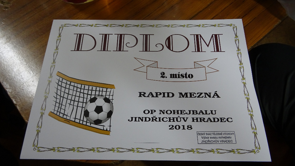 Diplom - 2. místo pro SK Rapid Mezná 02
